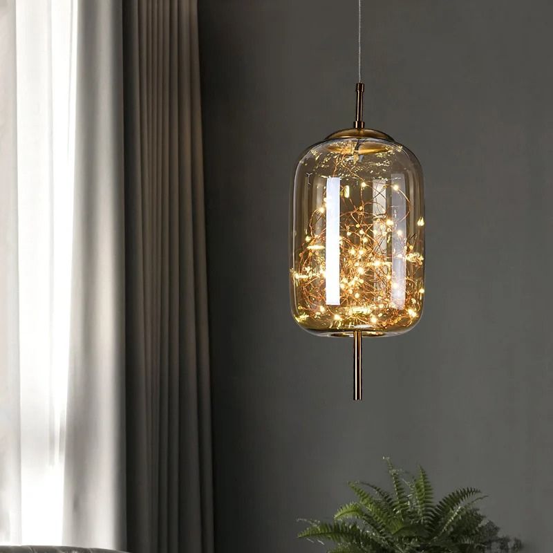 Lustre Pendente de Luxo Design Italiano Fio de Fada Vivare LEDZ – Fumê / Âmbar