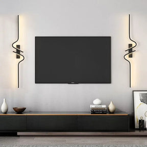 Luminária Arandela de Parede Minimalista Estilo Nordico Sorelle Slim LEDZ – 60cm/80cm/100cm – Dourado/Preto