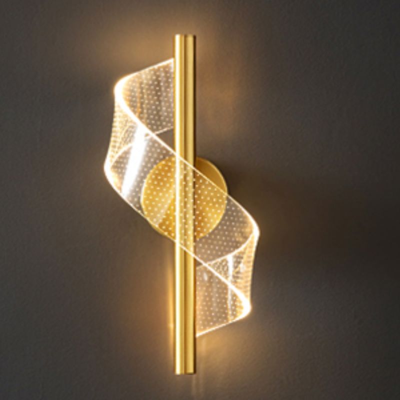 Luminária Arandela de Parede Espiral Acrílico LEDZ – Dourado/Preto