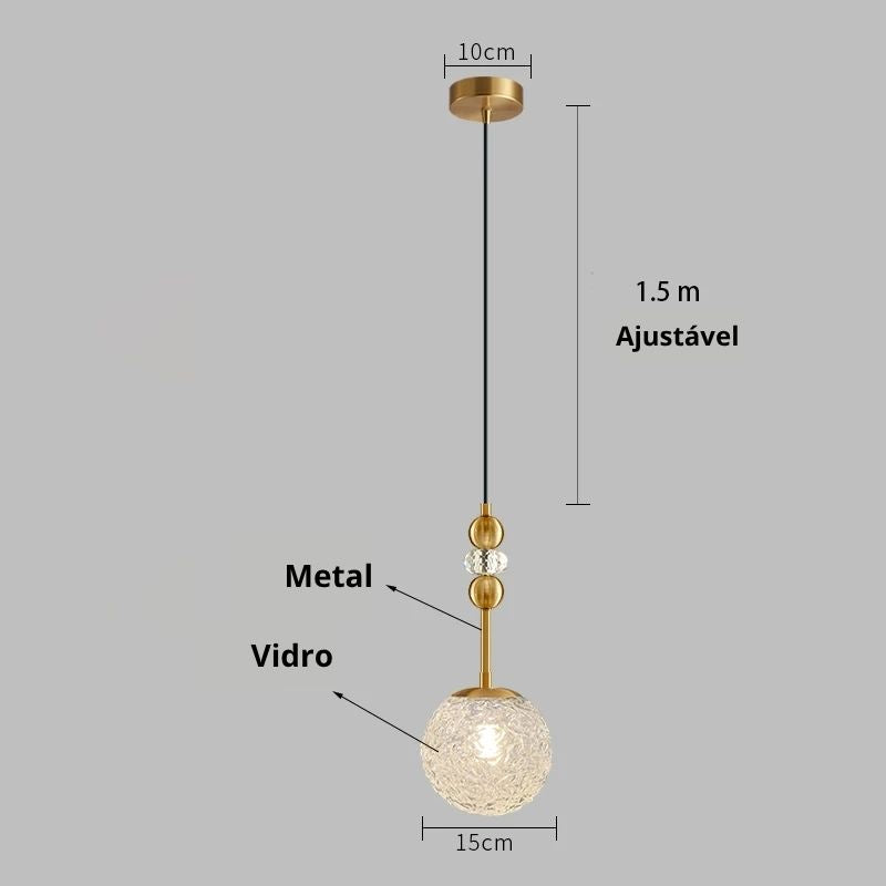 Lustre Pendente de Luxo Vitra LEDZ - Dourado