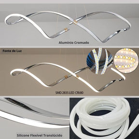 Lustre Pendente Moderno Infinity Led  - Controle Remoto e APP - 100cm