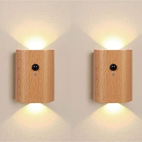 Luminária Arandela de Parede Sem Fio Com Sensor de Presença Recarregável - Small Wood