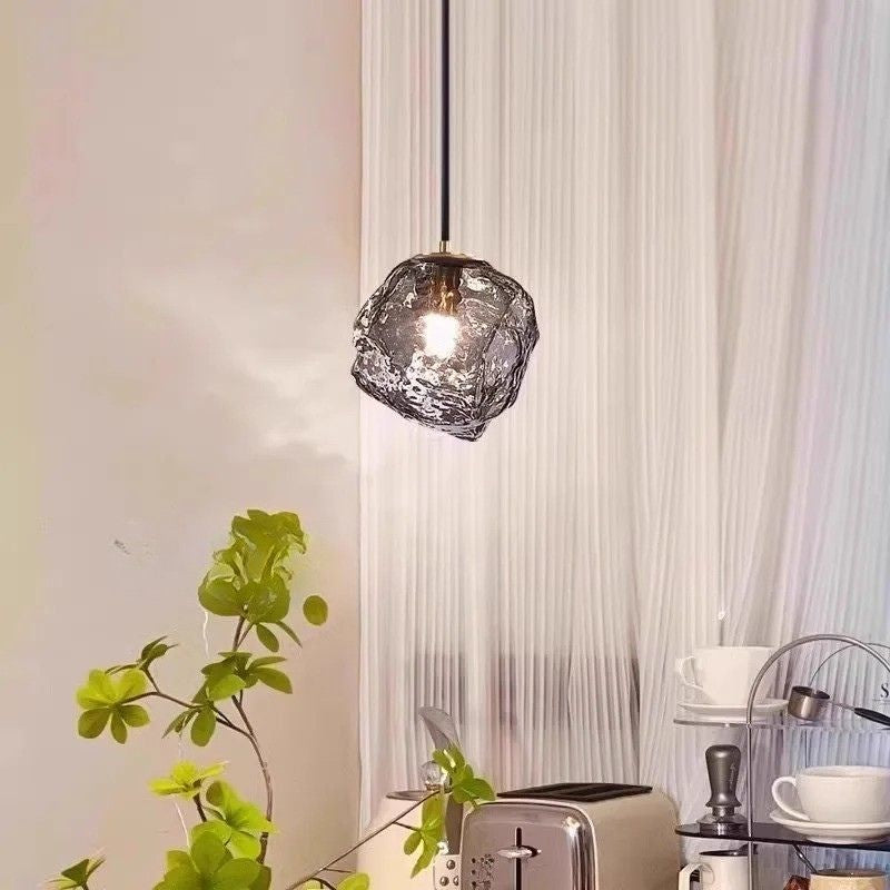 Lustre Pendente Minimalista Orgânico Torino LEDZ – Vidro – Transparente/Âmbar/Fumê – 15cm/22cm