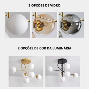 Lustre Pendente Moderno Jabuticaba Vertical - 6 Lâmpadas - 90cm
