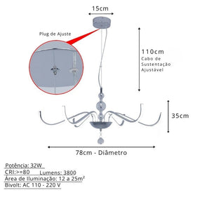 Lustre Pendente Escultural de Luxo Orgânico Opere Coroa LEDZ - Preto / Prata / Dourado