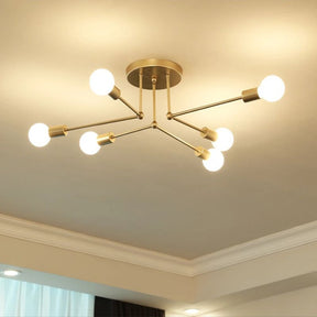 Lustre Plafon Sputnik Estilo Moderno Axial LEDZ – 6 ou 8 Lâmpadas – Preto/Branco/Dourado