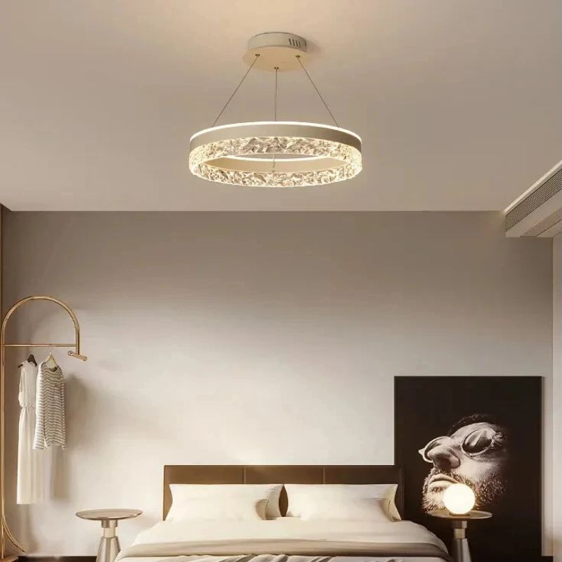 Lustre Pendente de Luxo Circular Versailles LEDZ - Preto/Branco/Dourado - 50cm