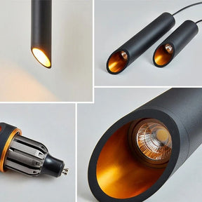 Lustre Pendente Moderno Minimalista Tubular Domus Ledz – Preto/Branco – 25cm/30cm/40cm/50cm