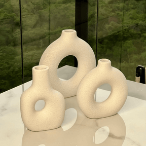 Vaso de Cerâmica Mikonos Circular Branco 17cm