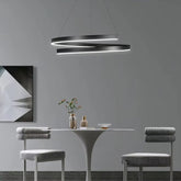 Lustre Pendente Minimalista Circular Orgânico Orbe LEDZ – Preto/Branco – 50cm/60cm/80cm