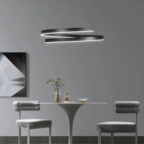 Lustre Pendente Minimalista Circular Orgânico Orbe LEDZ – Preto/Branco – 50cm/60cm/80cm