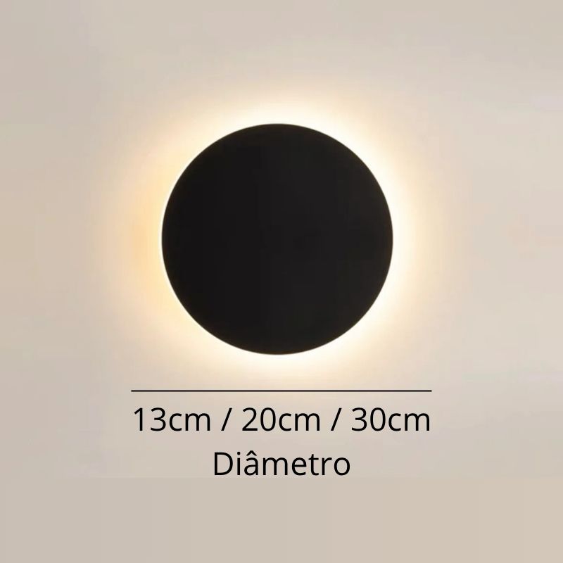 Luminária Arandela de Parede Minimalista Eclipse LEDZ - 13cm/20cm/30cm