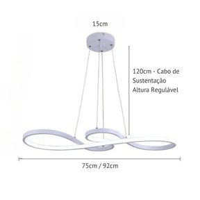 Lustre Pendente Minimalista Orgânico Nature LEDZ - Preto / Branco / Dourado – 75cm / 92cm
