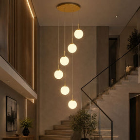 Lustre Pendente de Luxo para Pé-Direito Duplo Globos Estilo Clássico LEDZ -  Dourado/Prata – 6 Globos / 9 Globos / 12 Globos / 18 Globos / 24 Globos