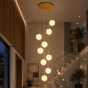 Lustre Pendente de Luxo para Pé-Direito Duplo Globos Estilo Clássico LEDZ -  Dourado/Prata – 6 Globos / 9 Globos / 12 Globos / 18 Globos / 24 Globos