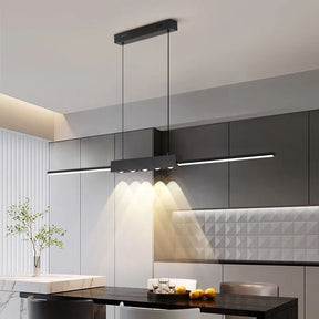Lustre Pendente Minimalista Linear Slim com Foco em LED Central Pulse LEDZ – Preto – 100cm