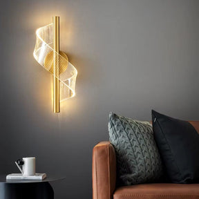 Luminária Arandela de Parede Espiral Acrílico LEDZ – Dourado/Preto