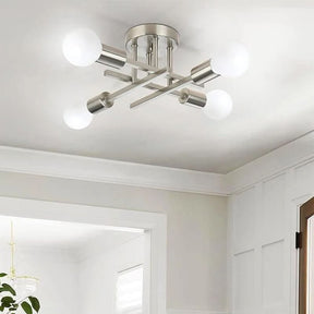 Lustre Luminária de Teto Plafon Nordico 4 Hastes Viggo LEDZ – Prata/Preto/Dourado