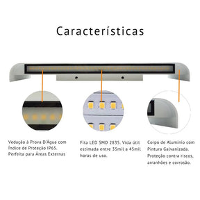 Luminária Arandela de Parede Externa à Prova D´Água IP65 Ultra Slim Axis - Branco - 30cm/40cm