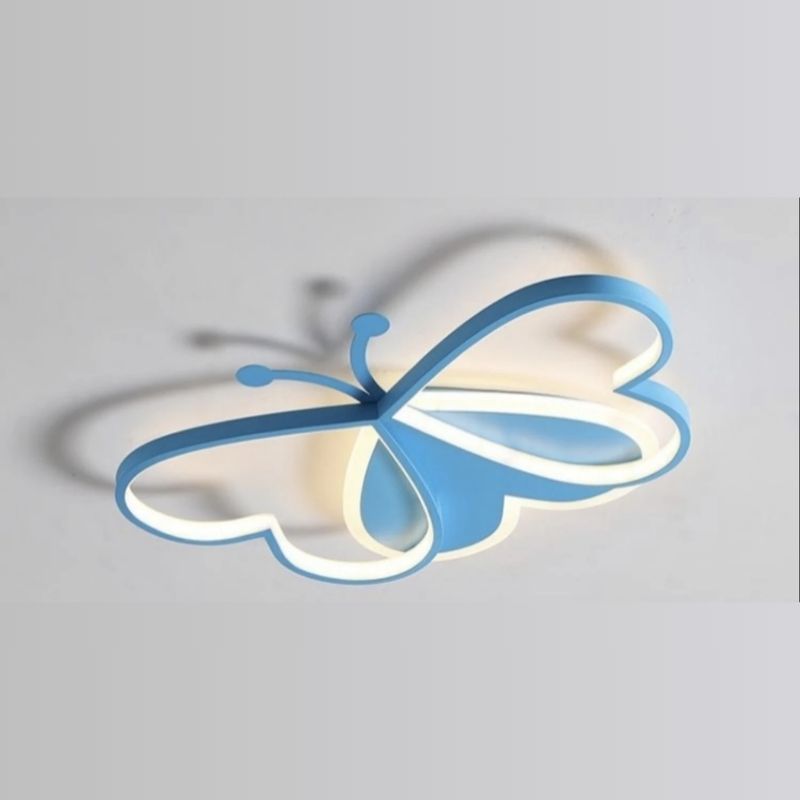 Luminária de Teto Plafon Para Quarto Infantil Borboleta Led - 50cm - Azul/Rosa