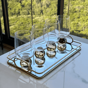 Taça Copo para Vinho Vidro com Base Esfera Transparente e Âmbar 540ml