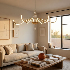 Lustre Pendente Escultural de Luxo Orgânico Opere Coroa LEDZ - Preto / Prata / Dourado