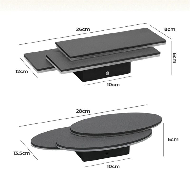 Luminária Arandela de Parede em Níveis Efeito 3D Monare LEDZ – Retangular/Circular - Preto/Branco