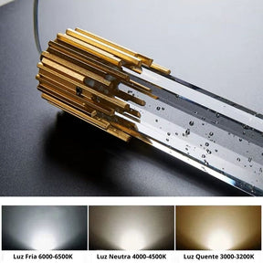 Lustre Pendente de Luxo Bastão em Bolhas Led