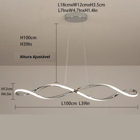 Lustre Pendente Moderno Infinity Led  - Controle Remoto e APP - 100cm