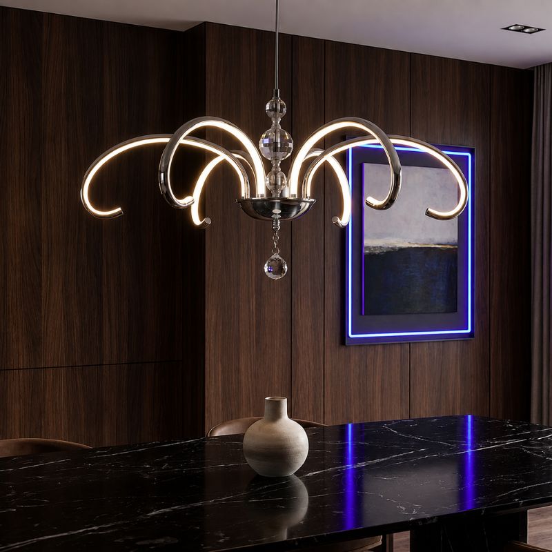 Lustre Pendente Escultural de Luxo Orgânico Opere Cascata LEDZ - Preto / Prata / Dourado