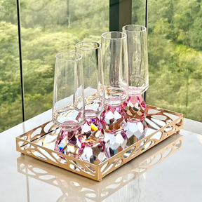 Taça para Champanhe com Base Diamante Rosa 250ml