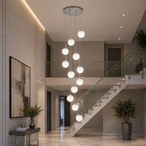 Lustre Pendente de Luxo para Pé-Direito Duplo Globos Estilo Clássico LEDZ -  Dourado/Prata – 6 Globos / 9 Globos / 12 Globos / 18 Globos / 24 Globos