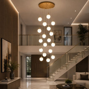 Lustre Pendente de Luxo para Pé-Direito Duplo Globos Estilo Clássico LEDZ -  Dourado/Prata – 6 Globos / 9 Globos / 12 Globos / 18 Globos / 24 Globos