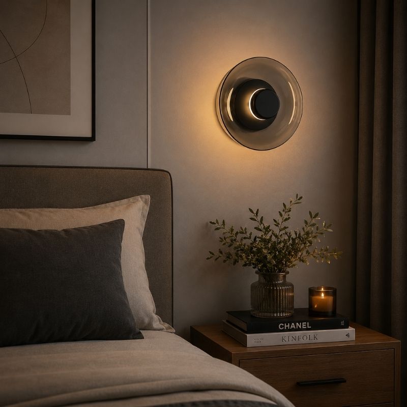 Luminária Arandela de Parede Design Italiano Mezza Luna LEDZ – Transparente/Âmbar/Fumê