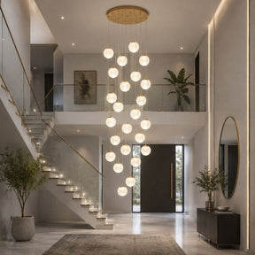 Lustre Pendente de Luxo para Pé-Direito Duplo Globos Estilo Clássico LEDZ -  Dourado/Prata – 6 Globos / 9 Globos / 12 Globos / 18 Globos / 24 Globos