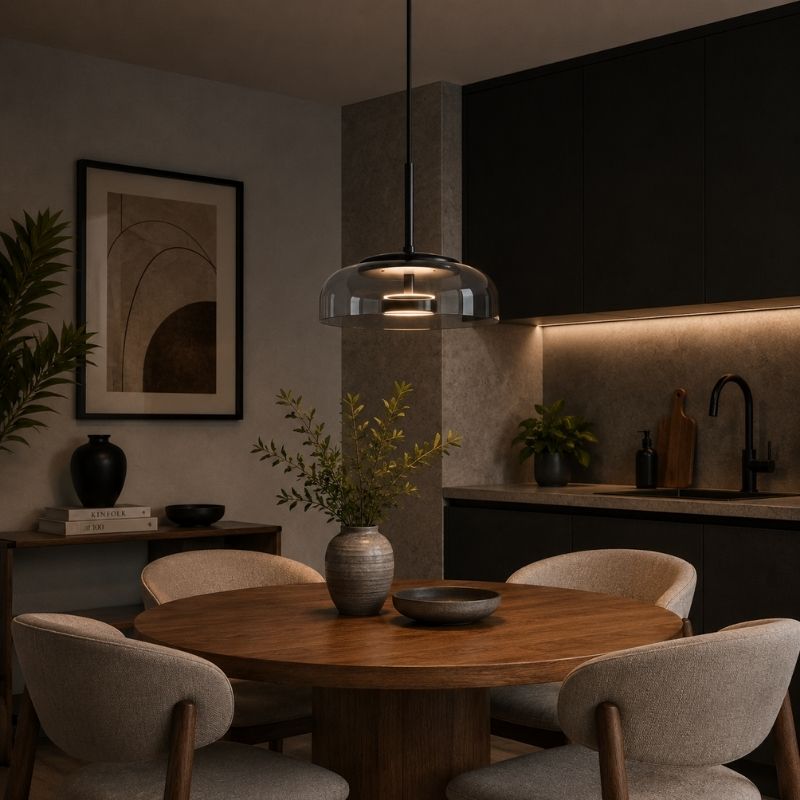 Lustre Pendente Design Italiano Mezza Luna LEDZ – Transparente/Âmbar/Fumê