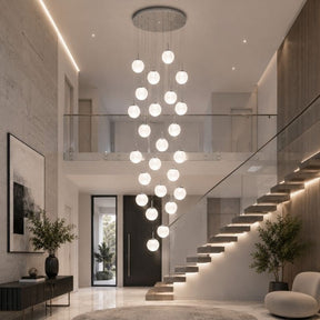 Lustre Pendente de Luxo para Pé-Direito Duplo Globos Estilo Clássico LEDZ -  Dourado/Prata – 6 Globos / 9 Globos / 12 Globos / 18 Globos / 24 Globos