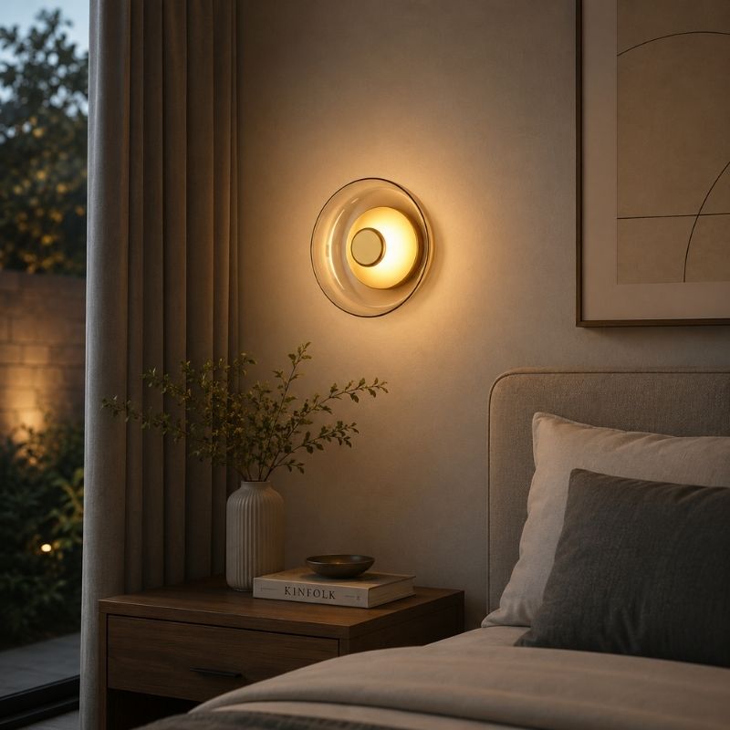 Luminária Arandela de Parede Design Italiano Mezza Luna LEDZ – Transparente/Âmbar/Fumê