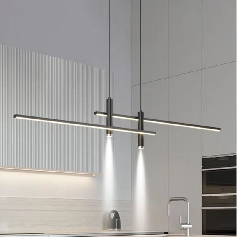 Lustre Pendente Minimalista Linear Foco Tubular Duplo LED