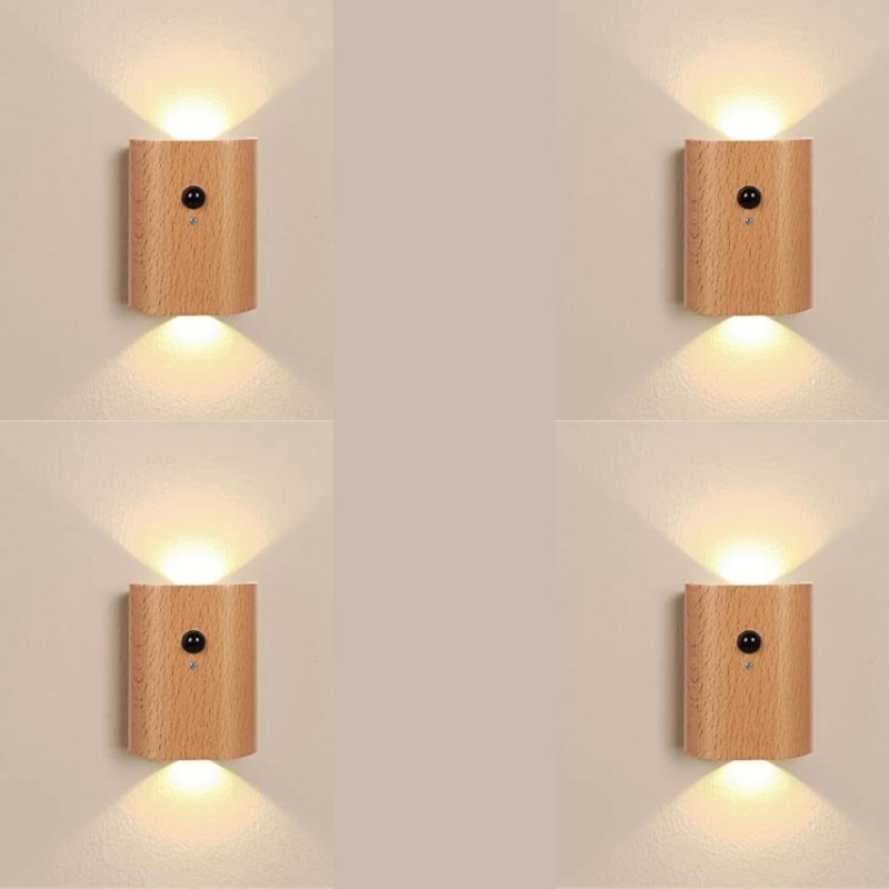 Luminária Arandela de Parede Sem Fio Com Sensor de Presença Recarregável - Small Wood
