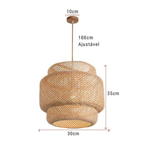 Lustre Pendente Estilo Japonês Wabi Sabi Bambu Artesanal - Takumi Led
