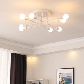 Lustre Plafon Sputnik Estilo Moderno Axial LEDZ – 6 ou 8 Lâmpadas – Preto/Branco/Dourado