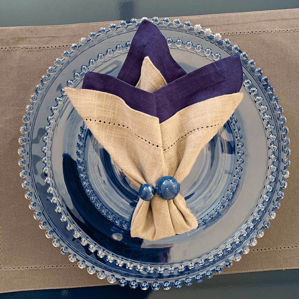 Conjunto 4 Anéis Porta Guardanapos Bolas Azul - 7cm