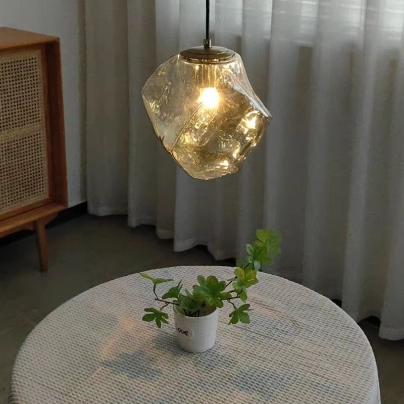 Lustre Pendente Minimalista Orgânico Torino LEDZ – Vidro – Transparente/Âmbar/Fumê – 15cm/22cm
