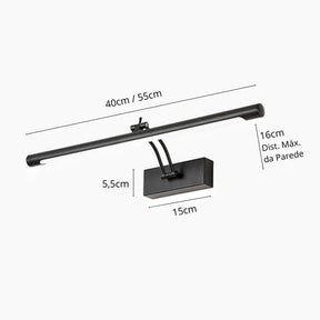Luminária Arandela de Parede Slim Para Banheiro Regulável Varese LEDZ – Dourado / Prata / Preto – 40cm / 55cm