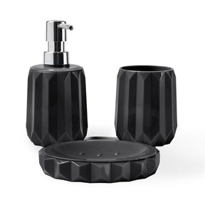Kit Banheiro Conjunto Banho Fold Preto 3 Peças
