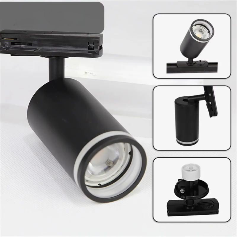 Luminária Trilho de Teto Eletrificado Modular Com Spots Ajustáveis, GU10, LEDZ - Preto/Branco