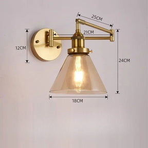 Luminária Arandela de Parede Articulada Vintage Retrô Lumière LEDZ – Âmbar / Transparente / Verde