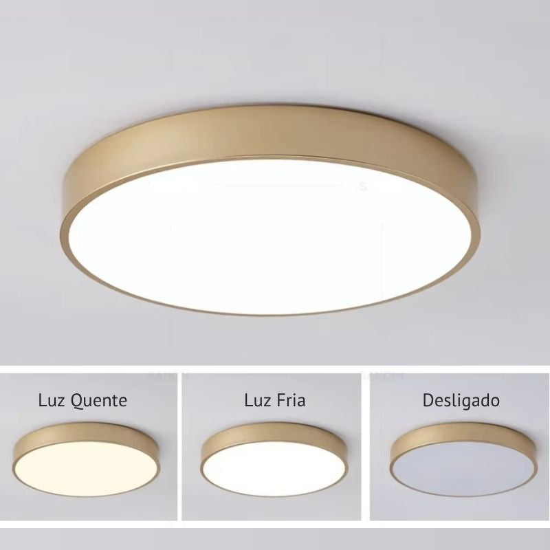 Luminária de Teto Plafon Slim Circular em Cobre Escovado Turim LEDZ – 20cm/30cm/40cm/50cm