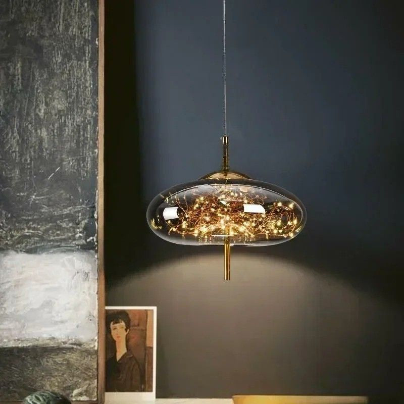Lustre Pendente de Luxo Design Italiano Fio de Fada Vivare LEDZ – Fumê / Âmbar